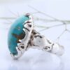 Persian Neyshabur Turquoise Silver Ring for Men Model Empire