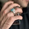 Persian Neyshabur Turquoise Silver Ring for Men Model Eye