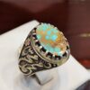 Persian Neyshabur Turquoise Silver Ring for Men Model Firoze