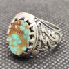 Persian Neyshabur Turquoise Silver Ring for Men Model Firoze