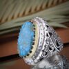 Persian Neyshabur Turquoise Silver Ring for Men Model King