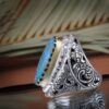 Persian Neyshabur Turquoise Silver Ring for Men Model King