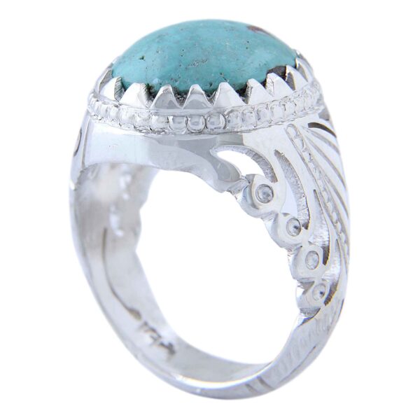 Persian Neyshabur Turquoise Silver Ring for Men Model Miladi