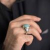 Persian Neyshabur Turquoise Silver Ring for Men Model Miladi
