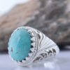 Persian Neyshabur Turquoise Silver Ring for Men Model Miladi