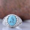 Persian Neyshabur Turquoise Silver Ring for Men Model Mountain