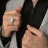Persian Neyshabur Turquoise Silver Ring for Men Model Mountain