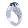 Persian Neyshabur Turquoise Silver Ring for Men Model Striped