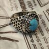 Persian Neyshabur Turquoise Silver Ring for Men Model Sun