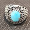 Persian Neyshabur Turquoise Silver Ring for Men Model Sun