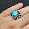 Persian Neyshabur Turquoise Silver Ring for Men Model Sun