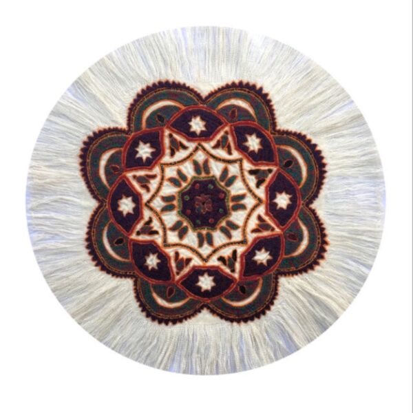 Persian Pateh Tablecloth in Kerman Embroidery Art Handcrafted Mandala