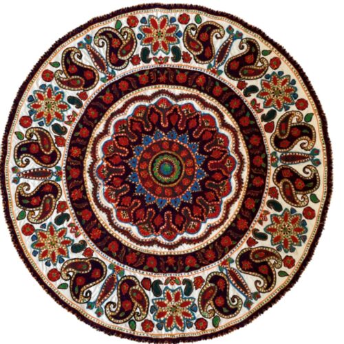 Persian Pateh Tablecloth in Kerman Embroidery Art Handcrafted Paisley