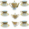 Victorian Porcelain Tea Set with Butterfly & Flower Pattern & Teapot and Saucer