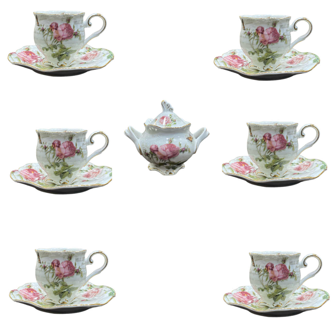 Persian Porcelain Tea & Coffee Set with Flower Design