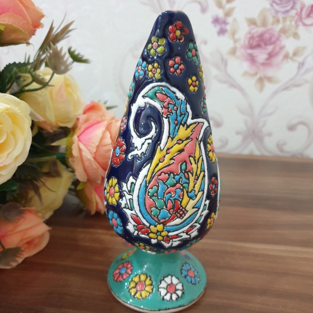 Persian Pottery Makeup Brush Holder Handmade in Persian Minakari