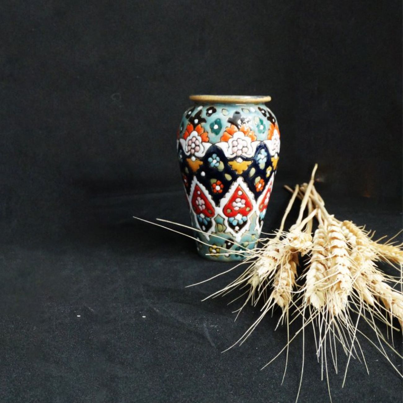 Persian Pottery Makeup Brush Holder in Persian Minakari Handcrafted