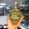 Handcrafted Persian Pottery Sugar Bowl with Lid - Minakari Enameled with Floral Design