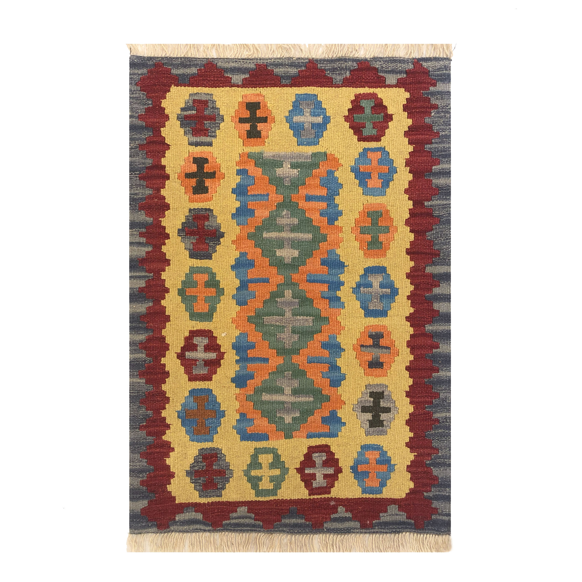 Persian Qashqai Kilim Rug Genuine Handwoven in Fars Yellow