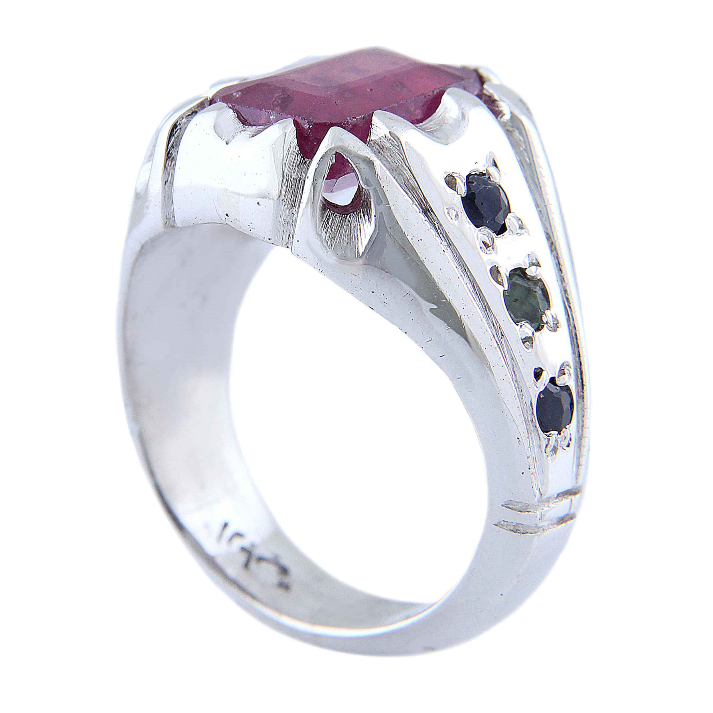 Persian Red Natural Ruby Silver Ring Elegance for Men Handcrafted