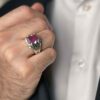 Persian Red Natural Ruby Silver Ring Elegance for Men Handcrafted