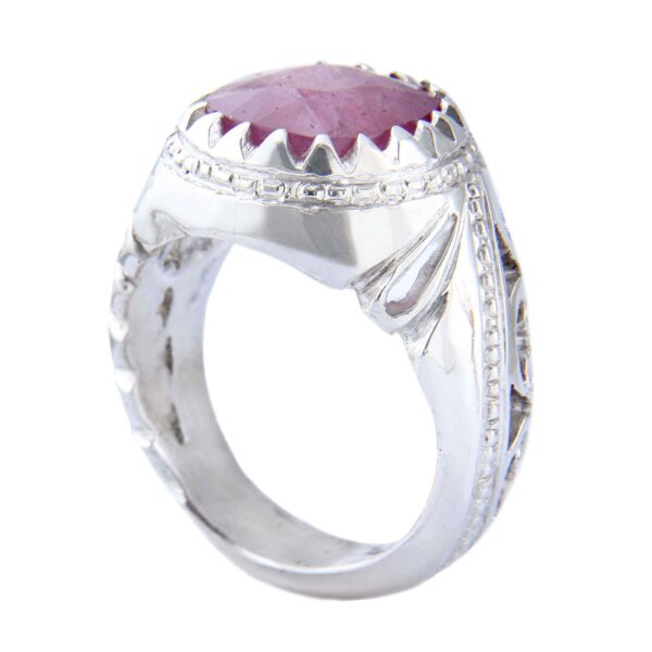 Persian Red Ruby Silver Ring Elegance for Men Handcrafted
