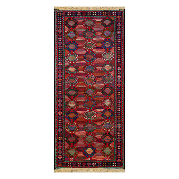Persian Rug Table Runner Handwoven in Qashqai Style Geometric