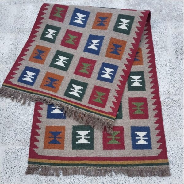 Persian Rug Table Runner Traditional Handwoven Geometric Red