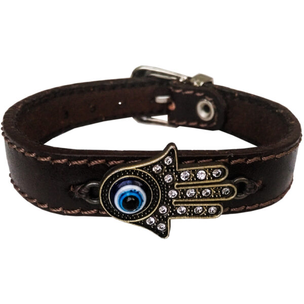 Persian Leather Bracelet - Evil Eye Design