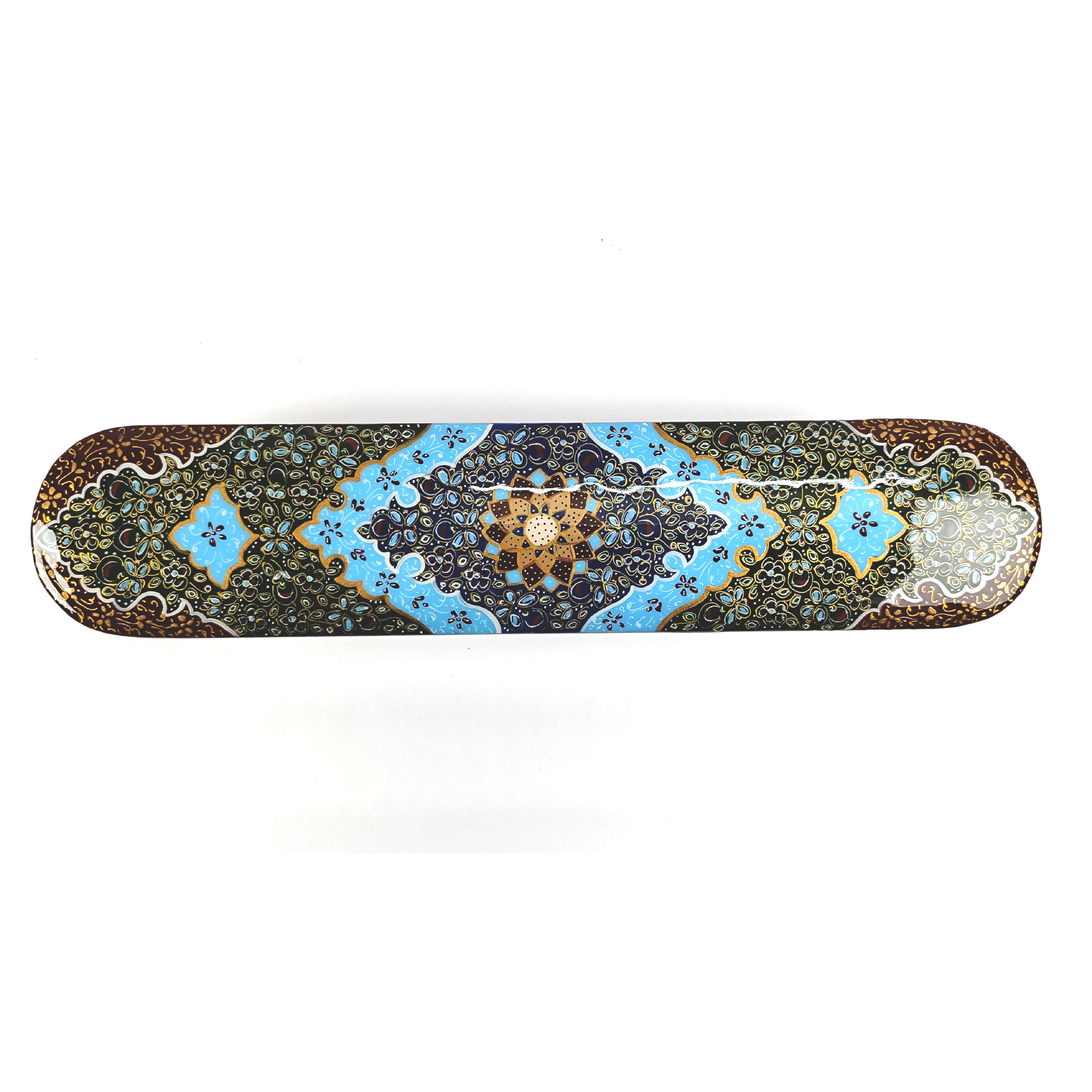 Persian Wooden Pencil Box Handcrafted with Khatamkari Art Azin