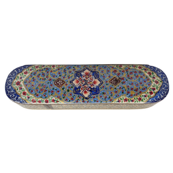 Persian Wooden Pencil Box Handcrafted Khatamkari with Floral Design
