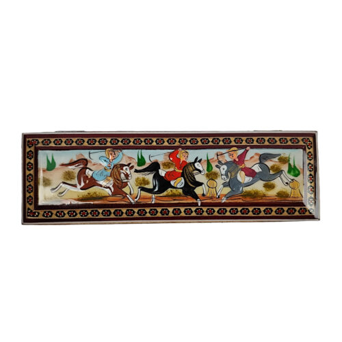 Persian Wooden Pencil Box Handcrafted Khatamkari in Chogan Design