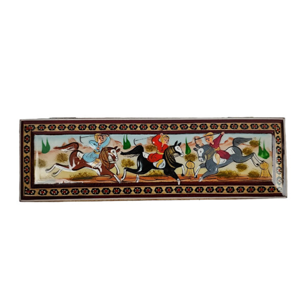 Persian Wooden Pencil Box Handcrafted Khatamkari in Chogan Design