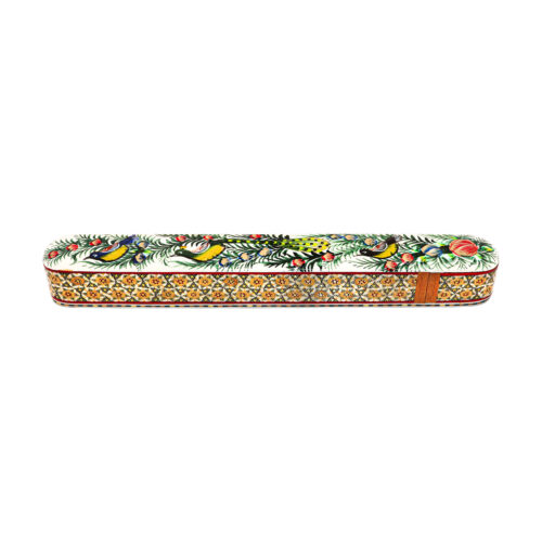 Persian Wooden Pencil Box Handcrafted Khatamkari with Sliding Lid