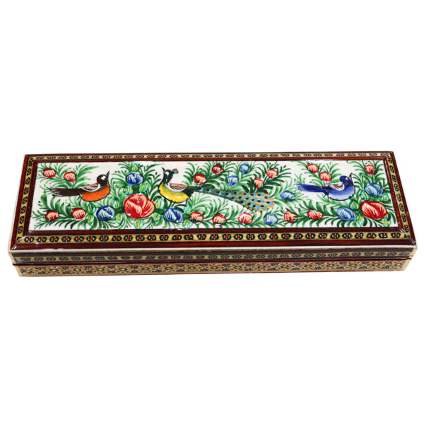 Persian Wooden Pencil Box Handcrafted with Khatamkari Art Omid