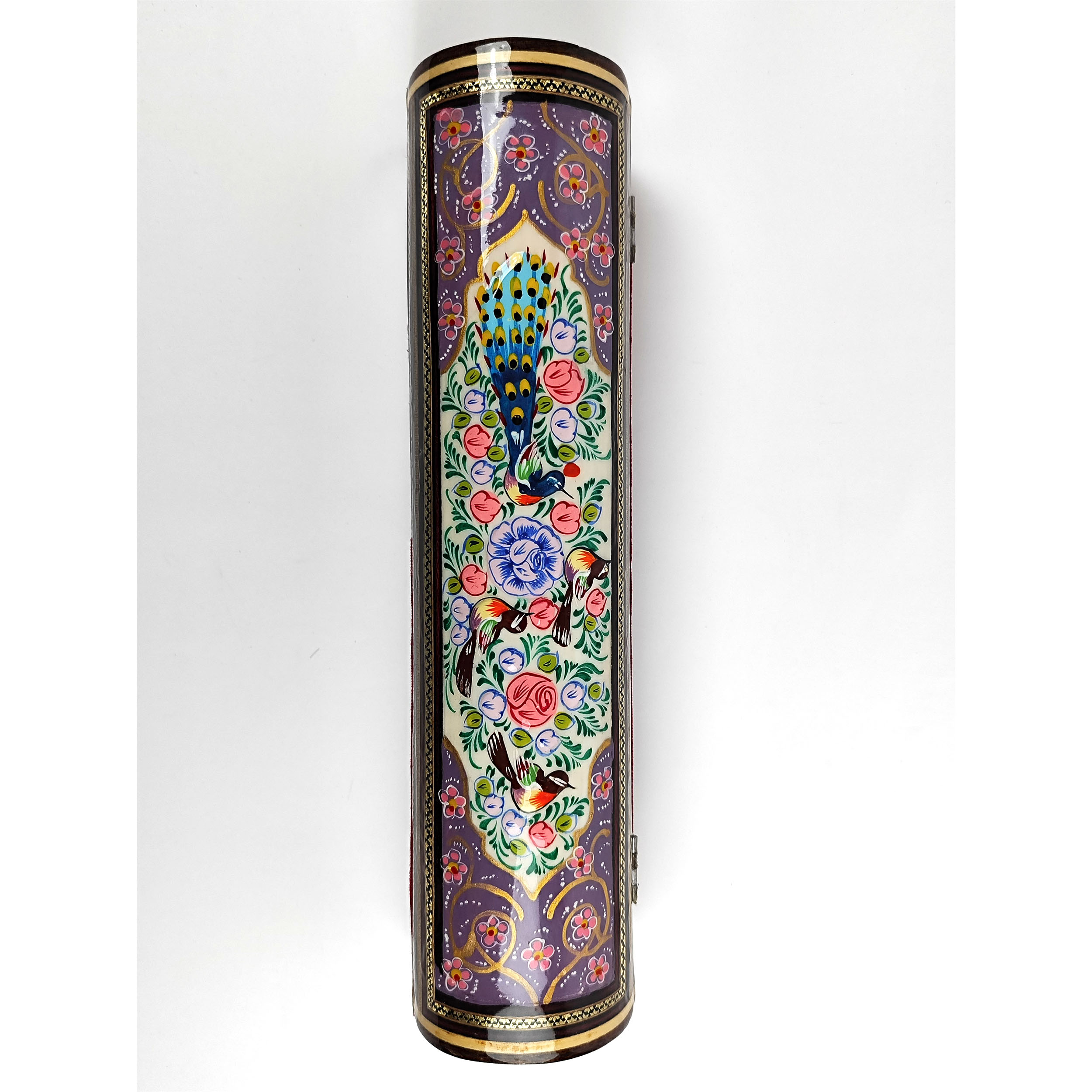 Persian Wooden Pencil Box Handcrafted Khatamkari in Birds & Flower Design