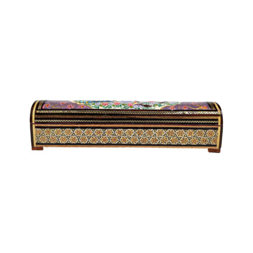 Persian Wooden Pencil Box Handcrafted Khatamkari in Birds & Flower Design