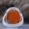 Persian Yemeni Aqeeq Silver Ring for Men Handcrafted Model Palace