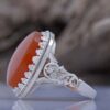Persian Yemeni Aqeeq Silver Ring for Men Handcrafted Model Palace
