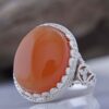Persian Yemeni Aqeeq Silver Ring for Men Handcrafted Model Palace