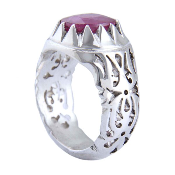 Red Ruby Silver Ring Elegance for Men Handcrafted