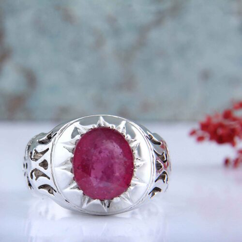 Red Ruby Silver Ring Elegance for Men Handcrafted