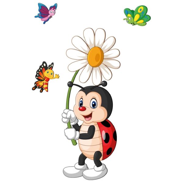 Removable Nursery Wooden Wall Stickers with Ladybugs Design