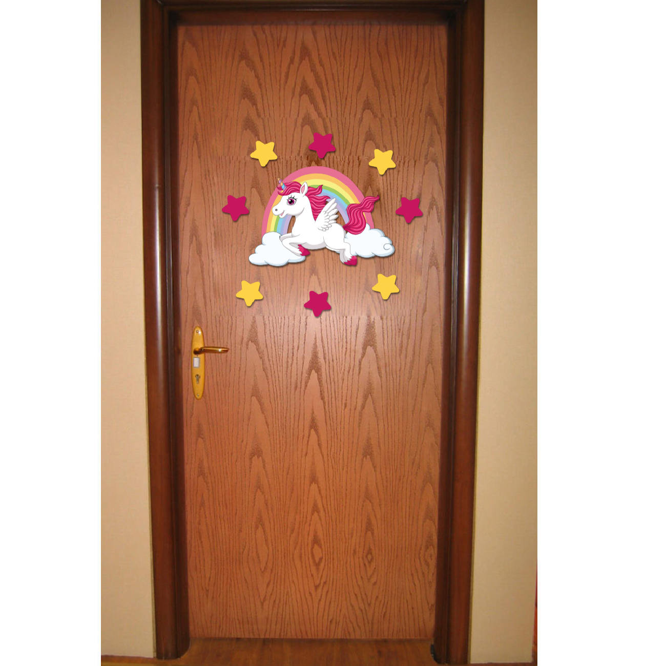 Removable Nursery Wooden Wall Stickers with Unicorn Design