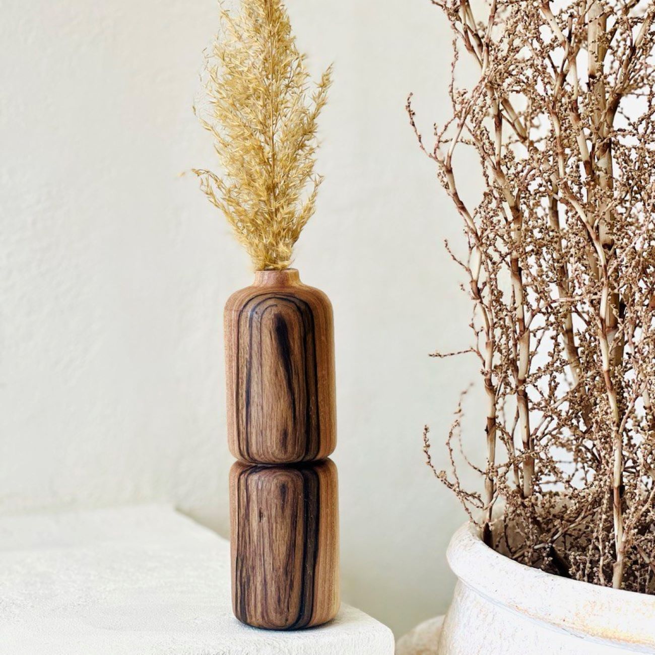 Rustic Decorative Bud Vase Made from Natural Solid Wood Handcrafted