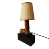 Rustic Wooden Table Lamp Natural Handcrafted with Bird Design
