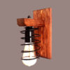 Rustic Wooden Wall Sconce with Industrial Metal Coil Design