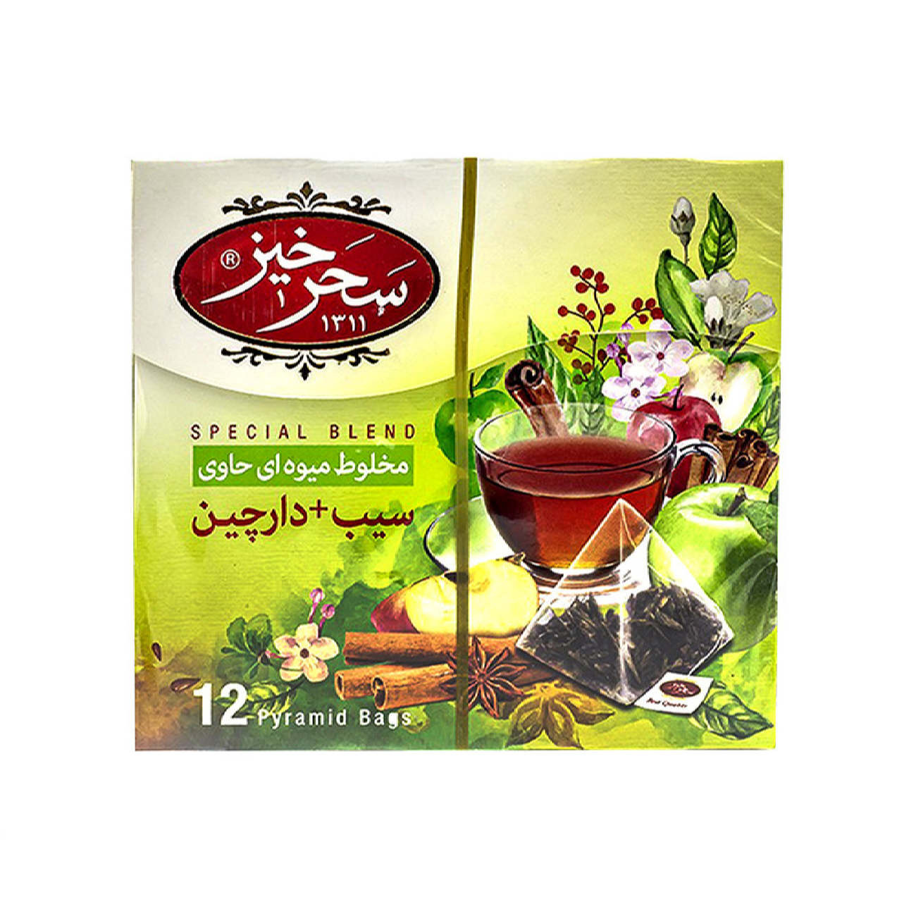 Saharkhiz Apple & Cinnamon Herbal Tea Blend – Pack of 12 (4 Packs)