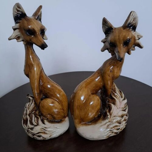 Set of 2 Animal Fox Figurines Decorative – Realistic Creature Art