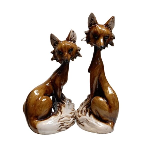 Set of 2 Animal Fox Figurines Decorative - Realistic Creature Art
